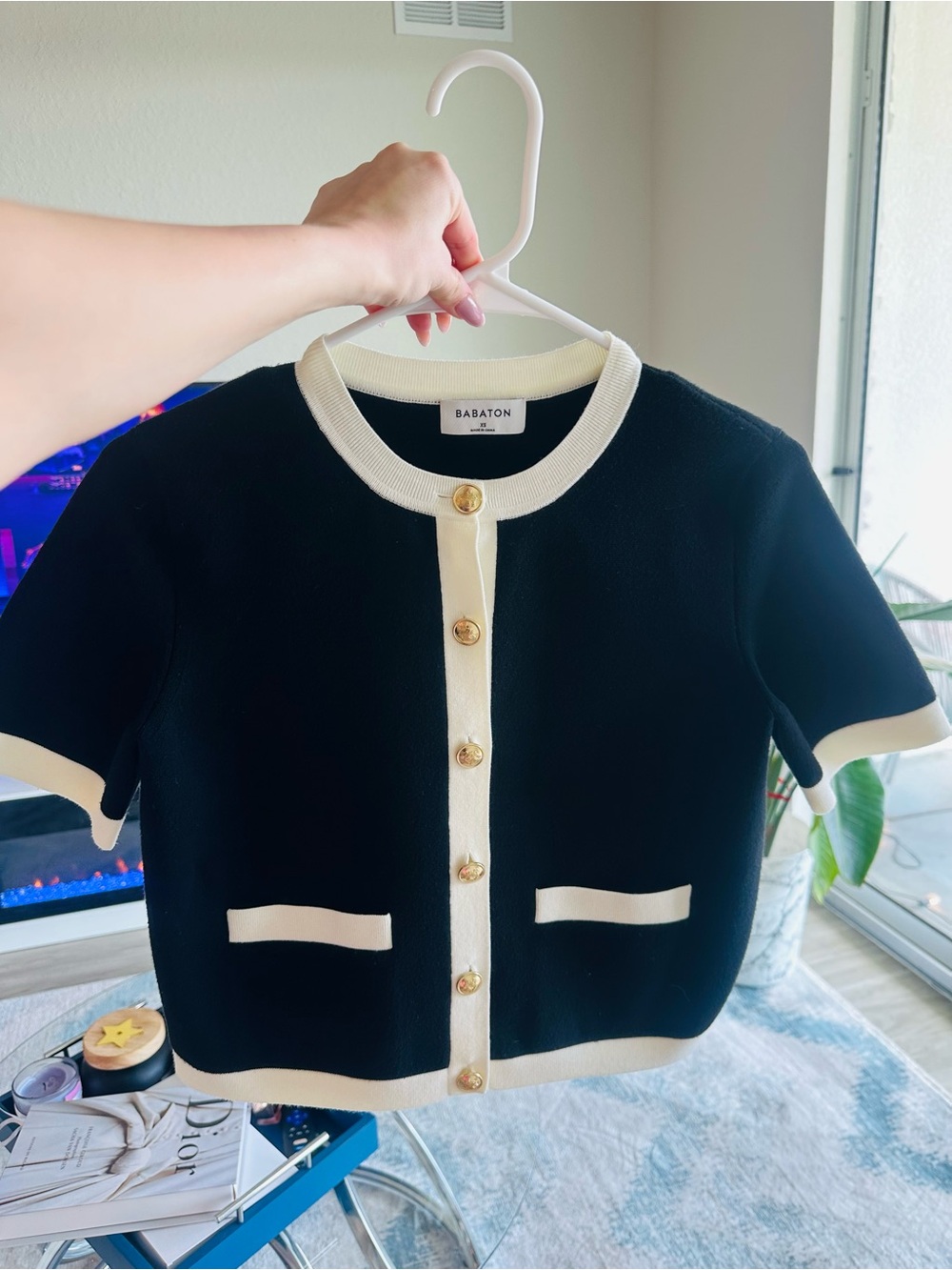 ARITZIA Black Short-Sleeve Knit Cardigan BABATON - Picture 6 of 6